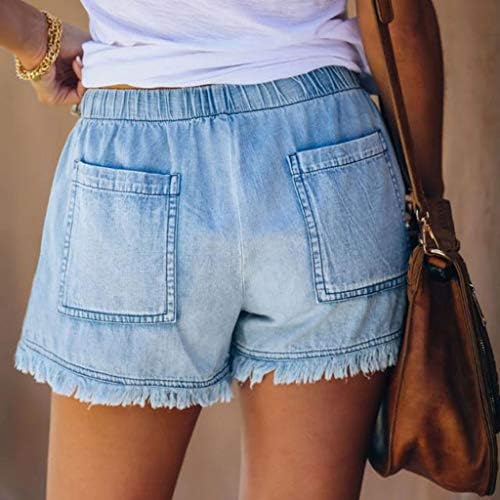 Ruiruilico angustiado jeans vintage shorts para mulheres de verão elástico casual shorts de jeans de perna larga
