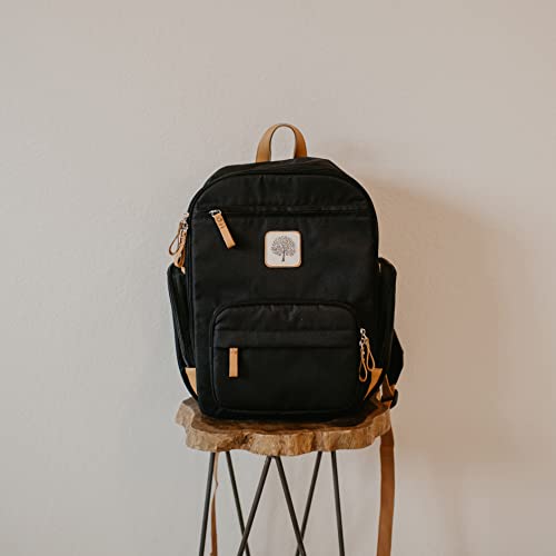 Mochila de fralda de bebê Parker - Saco de fraldas com zíper completo com bolsos isolados - preto