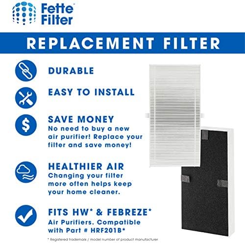 Filtro Fette - filtro de substituição U Compatível com o filtro de hepaclean upaclean hrf201b e febreze frf102b para hht270, hht290 e febreze fht170, fht180, fht190 - pacote de 6