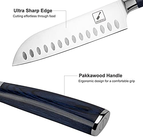 faca de faca de cozinha de 7 polegadas IMARKU SANTOKU 7 polegadas faca de chef japonesa de faca japonesa - aço inoxidável alemão 7cr17mov - alça de pakkawood ergonômica, melhor escolha para cozinha em casa