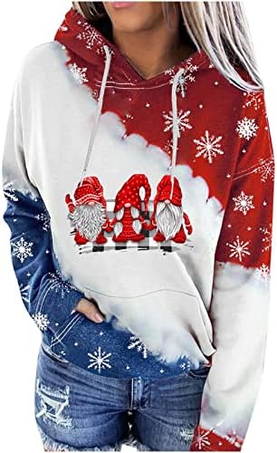 Hoodies de Natal feminino de dnuri amarrar pullover de manga longa Tops Santa capuz Top Top Active Sweethirts Jumper