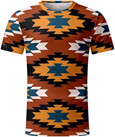Masculino verão geométrico impressão camiseta blusa redonda cola de manga curta Tops camise