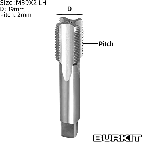 Burkit M39 x 2 Thread Tap Mão esquerda, HSS M39 x 2,0 Máquina de caia reta Tap Tap