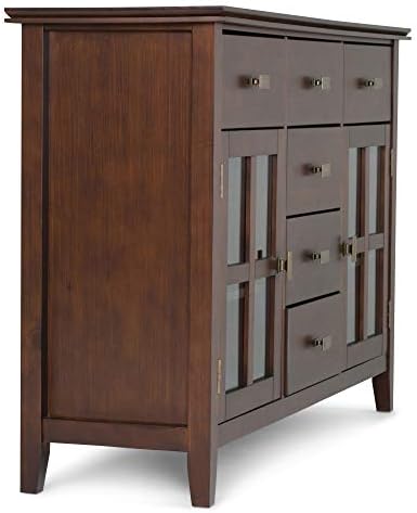 Simplihome Artisan Solid Pine Wood 54 polegadas Buffet Contemporary Buffet Credenza em Russet Brown apresenta 2 portas,