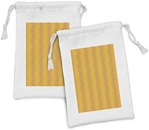 Conjunto de bolsas de tecido abstrato de Ambesonne de 2, layout inspirado em meio -metal do gradiente de mini -bolinhas como design, pequeno saco de cordão para máscaras e favores de produtos de higiene pessoal, 9 x 6, amarelo -terra e fúcsia