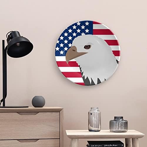 Águia na bandeira americana Design vintage Placa de decoração de China com stand placa decorativa em casa oscilares em