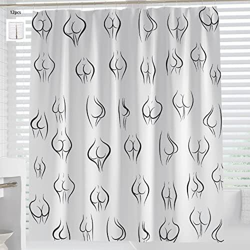 Latetomt engraçado preto branco sexy sexy cortina de chuveiro para banheiro abstrato arte cortinas de chuveiro conjunto de banheiros