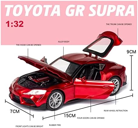 Modelo de carro em escala para Toyota Gr supra diecast aloy caro modelo metal com luz sonora puxar para trás 1/32 proporção
