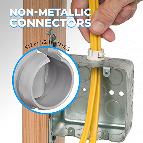 Conector de cabo elétrico ohlectric para interno e externo - conector não metálico para cabos únicos e 2 - Instalação fácil de encaixe - conector do terminal de bunda - ½ , cinza - pacote de 100 - OL -45873