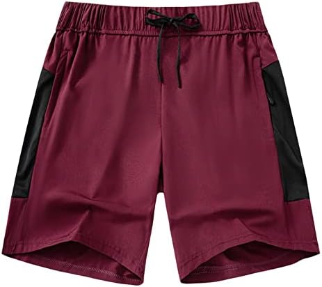 BEUU Mens Athletic Sports shorts coloridos bloco colorido de retalhos de gado elástico elástico treino shorts de suor