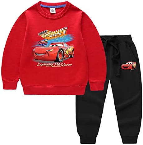 Pister unissex carros infantis capuz de desenho animado mcQueen tracksuit gráfico e calças conjunto de algodão Tops de algodão