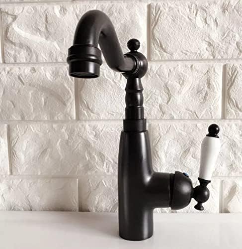 Apara de água giratória Tap de óleo esfregado de bronze preto Pia de cozinha única de orifício único e torneira da torneira