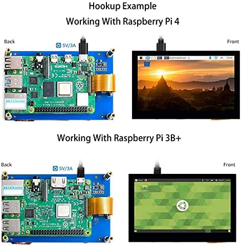 LCD capacitivo DSI de Bicool 4.3 polegadas para Raspberry Pi 4b/3b+/3a+/3b/2b/b+/a+/compute módulo 3+/3, interface DSI de vidro