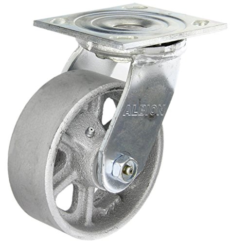 Albion 62CA06407Sl Ponto giratório pesado com trava giratória, roda de ferro fundido de 6 diâmetro, rolamento de rolos, largura de piso de 2-1/2, placa de 6-1/4 L x 4-1/2 W, 1500 lb. Capacidade