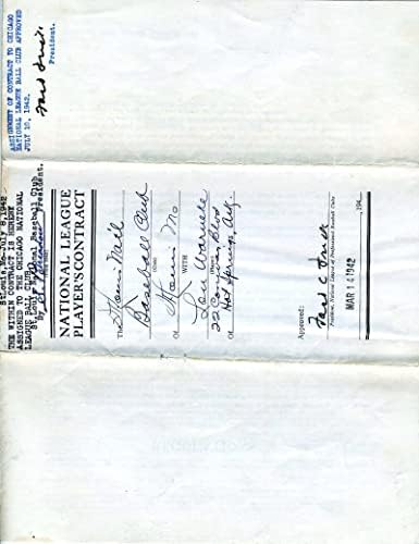 Filial Rickey Ford Frick X2 Sam Breadon X2 PSA DNA assinado 1942 Lon Warneke Contrato Cardinals