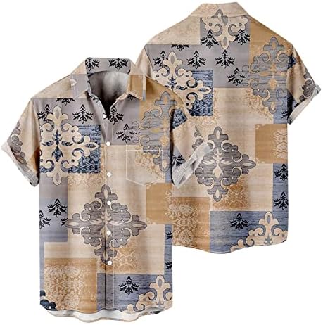 Moda masculina e lazer 3D Impressão digital fivela de lapela de capa de manga curta camisa superior camisa casual masculina camisa esportiva