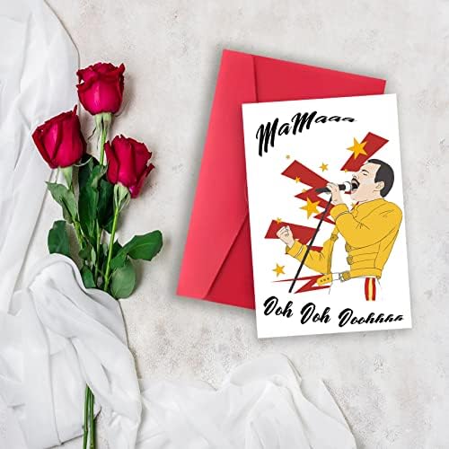 Presentes engraçados do cartão do dia das mães, cartão do dia da primeira mãe para esposa mãe, Freddie Mercury Mothers Day Card para homens, Cartão de agradecimento da filha filho, Humoroso Mamaa Oooohh Freddie Cartão de aniversário