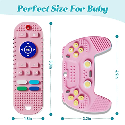 Brinquedos de Baby Feeteth Brinquedos de Silicone Silicone de 2-Pack Silicone, brinquedos para crianças, mastigar brinquedo para bebê de 6 a 12 meses, brinquedo sensorial de imprensa