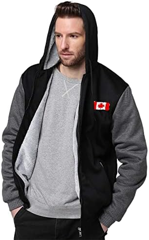 Bandeira do Canadá Men's Full Zip Hoodies quente Moletom com capuz de capuz de inverno Casaco de inverno