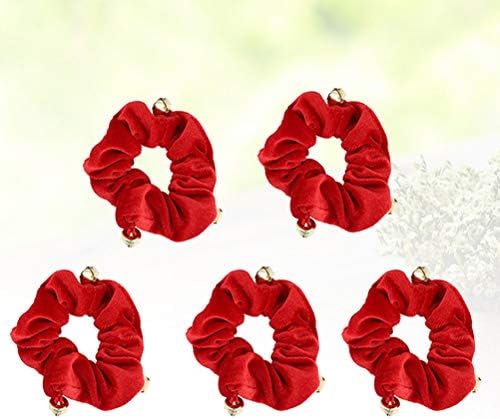Valiclud 5 PCs Bandas de cabelo de paillette de Natal lantejoulas de pano pano corda de rabo de cavalo titular da pista para mulheres garotas- sino vermelho tipo 3