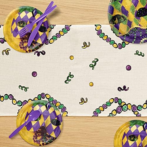 O Modo Artóide iriva o carnaval Mardi Gras Table Runner, decoração sazonal de mesa de jantar de cozinha para casa em casa em casa 13x72 polegadas…