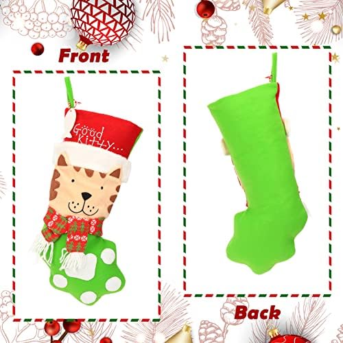Easfan Cat Christmas Stocking Pet Kitty Natal Holder de meia 18 '' Grande Kitten Xmas Stocking for Pets Holiday Party Decoration Gift Bag