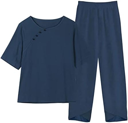 Pontas de brunch conjuntos para feminino outono de linho de verão 2 peças de pernas retas conjuntos femininos 2023 roupas da moda s6