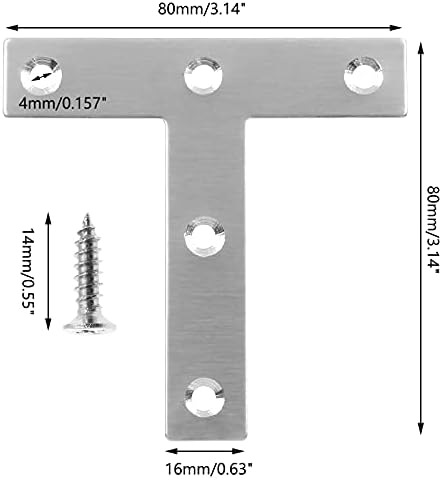 BONSICOKY 12PCS T PLACA DE EMPENHAÇÃO DE THELHANTE, 3,1 x 3,1 Sur para a aço inoxidável suportes de canto, aparelhos de