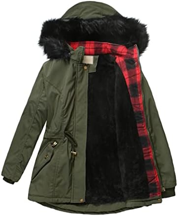 MASBird Womens Casacos de inverno, casacos femininos com capuz quente casaco de lã de lã de capuz de grandes dimensões espesso