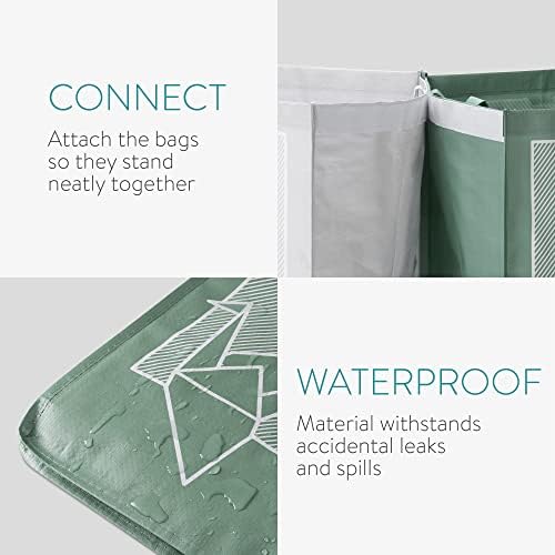 Conjunto de bolsas de reciclagem Navaris - sacos de reciclagem reutilizáveis ​​para separar papel, plástico, vidro - reciclagem de abordagem de abordagem organizadora de cozinha, casa