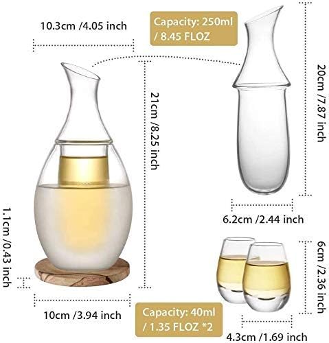 Whisky Decanter Whisky Decanter e copos Definir 8,5 onças de copos de garrafa com 4 xícaras para vinho mais quente ou frio com uma montanha -russa de pedra Decanter de uísque de uísque
