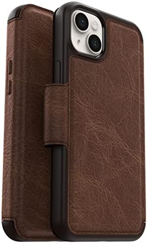 OtterBox iPhone 14 Plus Strada Série Case - Espresso, porta -cartão, couro genuíno, abrigo de bolso, estojo de fólio