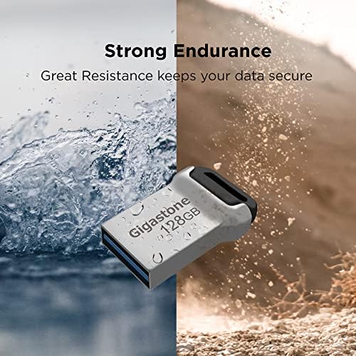 Gigastone Z90 [2-Pack] 128 GB USB 3.2 GEN1 Flash Drive, Mini Fit Metal Imper impermeável acionamento de caneta compacta, unidade de polegar de desempenho confiável, USB 2.0 / USB 3.0 / USB 3.1 Compatível com interface compatível
