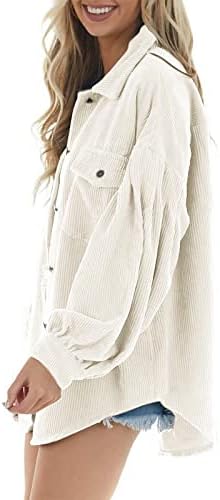 Escola Coats de inverno da escola Mulheres vintage de manga comprida lapela aberta jaquetas quentes com bolsos Comfort Corduroy Solid Solid