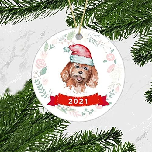 Ornamento de Natal de Labradoodle Dog Customizado com Nome Aquarela Personalizada Pet Holiday 2020 Remessa Pet Memorial