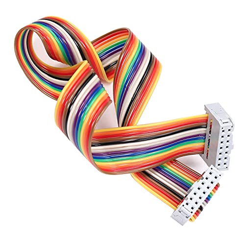 Bettomshin Rainbow Color Flack Ribbon Cabo, 2pcs 14pin 30cm/11.81 polegada Cabo de fio IDC para conectores de inclinação de 2,54