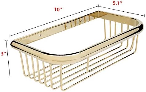 Novo Lon0167 Montagem de parede de 10 polegadas Retângulo Banheiro Caddy Basket Gold Tone (10-Zoll-Messingwandhalterung Rechteckform