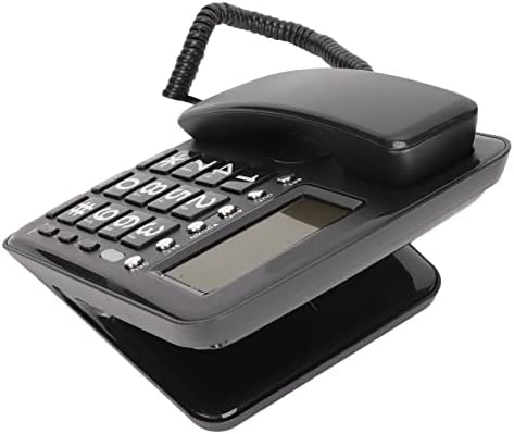 Telefone com fio para telefone fixo, telefone fixo de mesa com exibição de identificação de chamadas LCD, botão grande