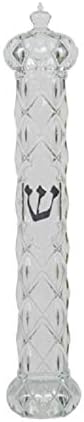 Judaica Mezuzah Caso Crown Design Clear Transparent Plastic fechado para trás 12 cm