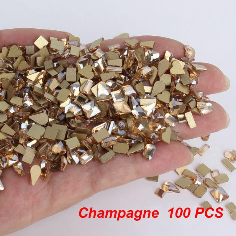 100pcs strinstones aleatórios sentem -se à vontade para combinar com os diamantes irregulares de cristal planos 3D Manicure