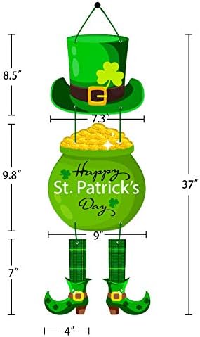 Petcee St. Patrick's Day Decoration, Feliz Patrício de São Patrício Sign Irish Green Shamrock Porta de parede Plataforma pendurada para o escritório em casa Decoração externa interna