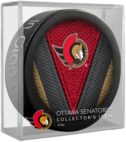 Senadores de Inglasco Ottawa NHL Jersey Stitch Collector Puck com exibição de equipes