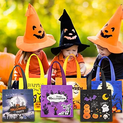 Giga gud 12 pcs halloween truque ou tratamento de bolsas de furo de halloween sacos de guloseimas favores de abóbora, cestas de gato, bruxa e vampiros