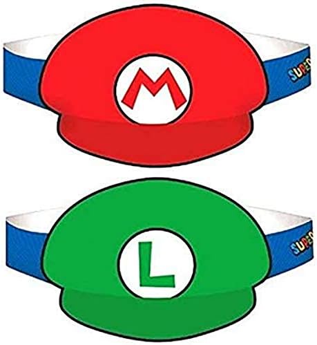 Super Mario Brothers Paper Hats - 4 3/4 , 8 PCs