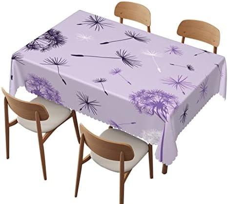 Lirduipu Dandelion Pattern Toleta de mesa de 52x70 polegadas, roupas de mesa de retângulo para mesas de 4 pés-Capa de mesa de impressão reutilizável resistente a rugas à prova d'água