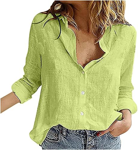 Tops de lapela de moda para mulheres botões soltos camisetas camisas de manga comprida camisetas de cor sólidas blusas de decote
