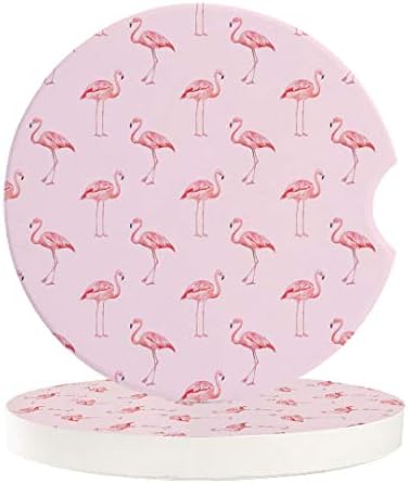 Coasters de carros absorventes para os porta -copos flamingos rosa, pequena montanha -russa de pedra cerâmica de 2,56 polegadas