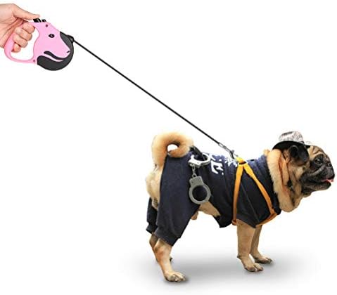 Emoly atualizando a trela de cachorro retrátil, 360 ° de cães sem emaranhada coleira para cães para serviço pesado até 33 libras, fita de nylon reflexiva forte de 16,5 pés com alça anti-deslizamento, freio com uma mão, pausa, bloqueio （rosa)