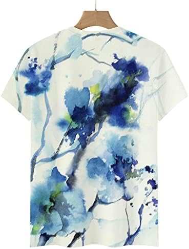 Crew -algodão da tripulação feminino pintura de tinta floral com camiseta gráfica para mulheres Summer Summer outono od od