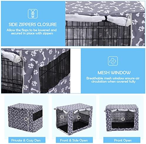 Capa de caixa de cães para caixas de arame, nylon pesado durável à prova d'água à prova de vento capa de capa de animal de estimação